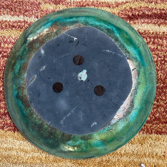 Celtic wolf and raven shallow bowl dish raku pottery handmade - Picture 3 of 4